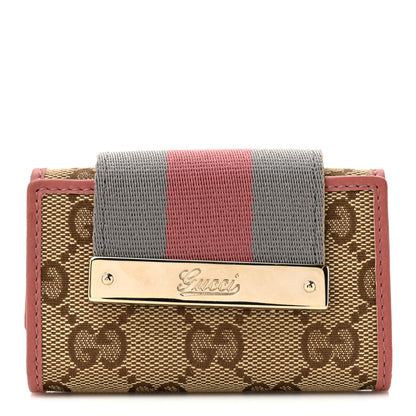 Gucci GG Supreme Monogram Wev 6 Key Holder Case Beige Pink 1 of 9