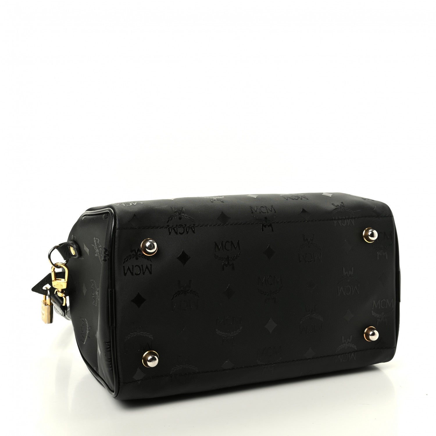 MCM Nylon Monogram Boston Bag Black 4 of 9