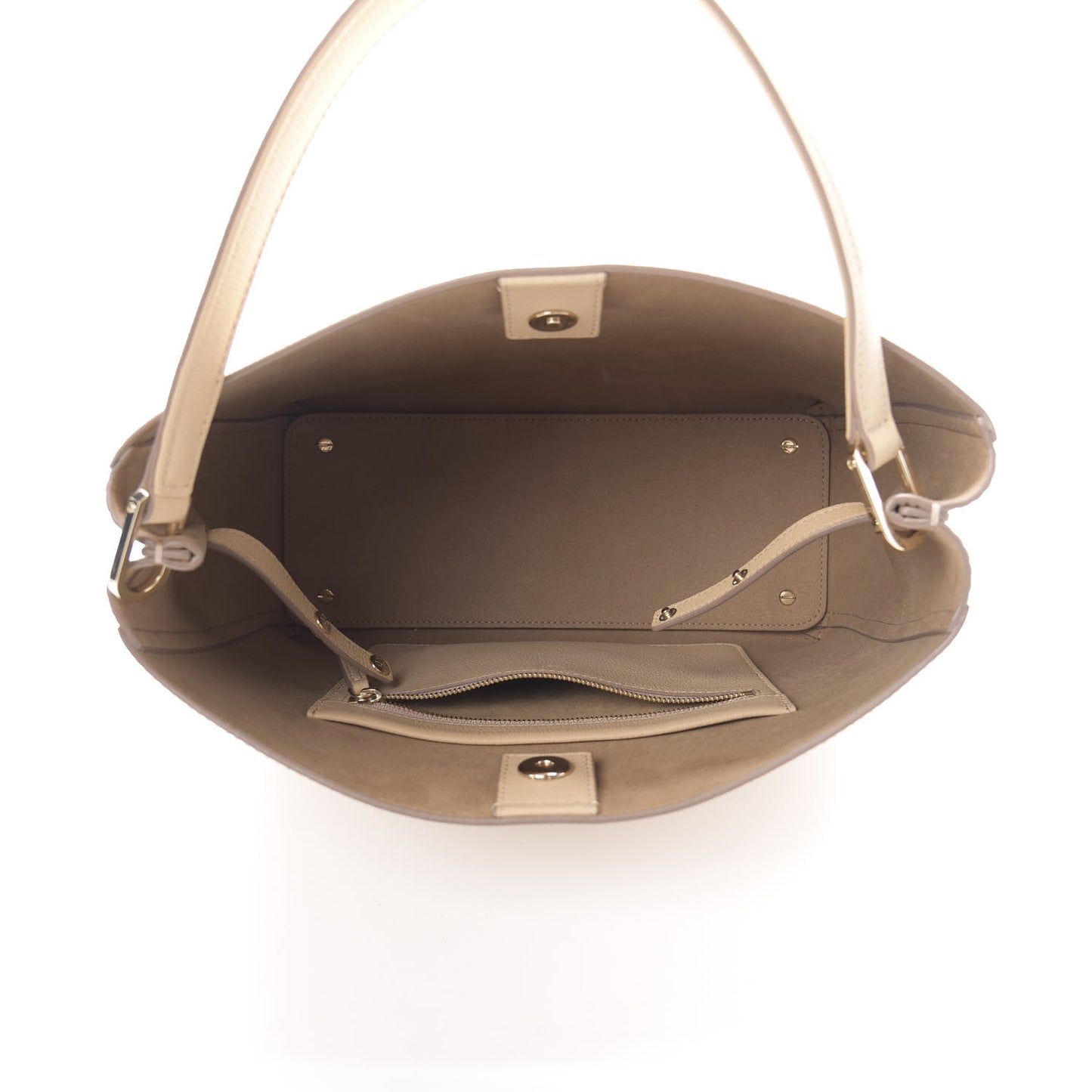 Grained Calfskin Visetos Medium Sarah Hobo Latte Beige