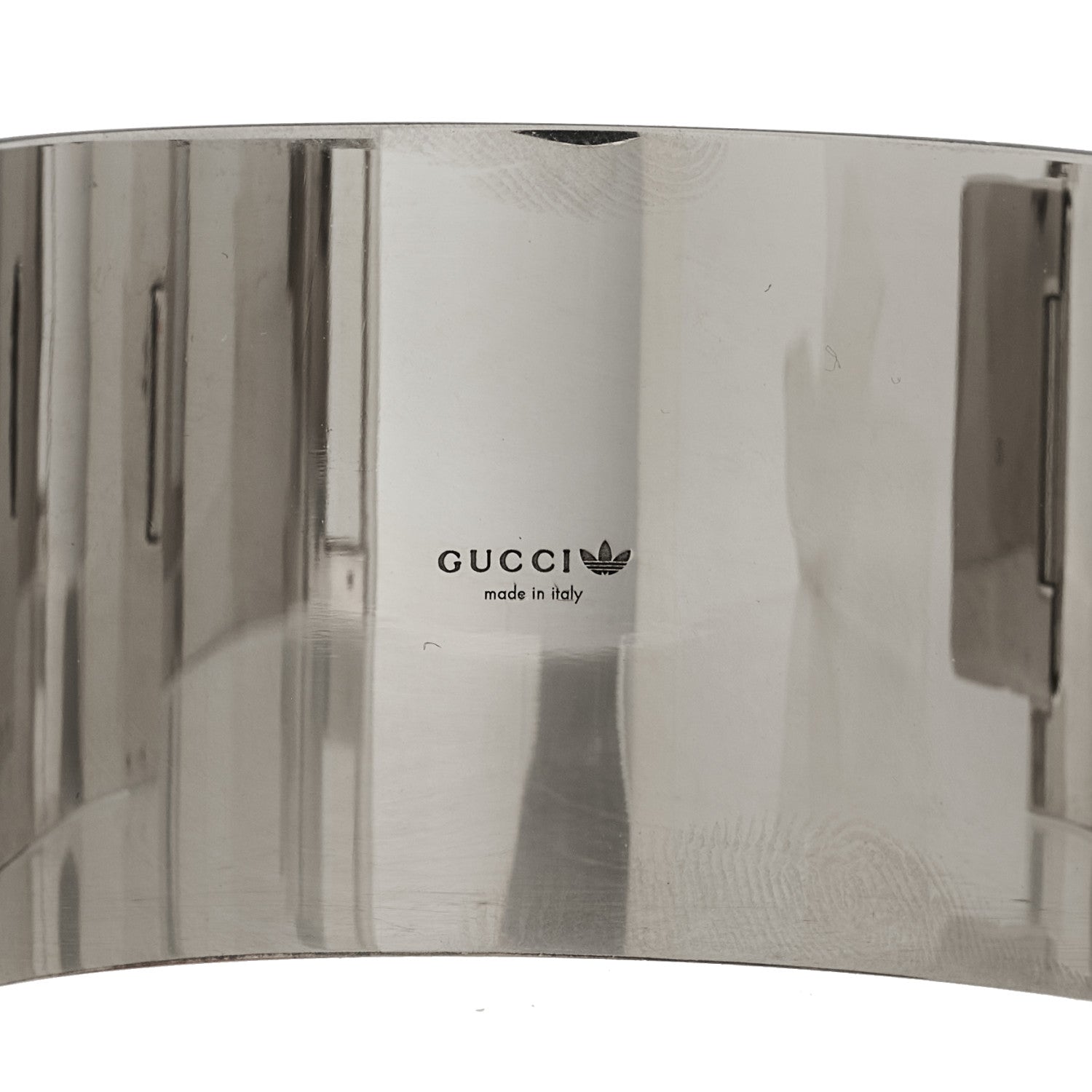 Gucci X ADIDAS Metal Enamel Cuff Bracelet S Silver Green 5 of 6