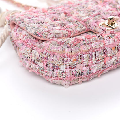 Chanel Tweed Mini Pearl Handle Flap Pink Beige Orange Ecru 8 of 10