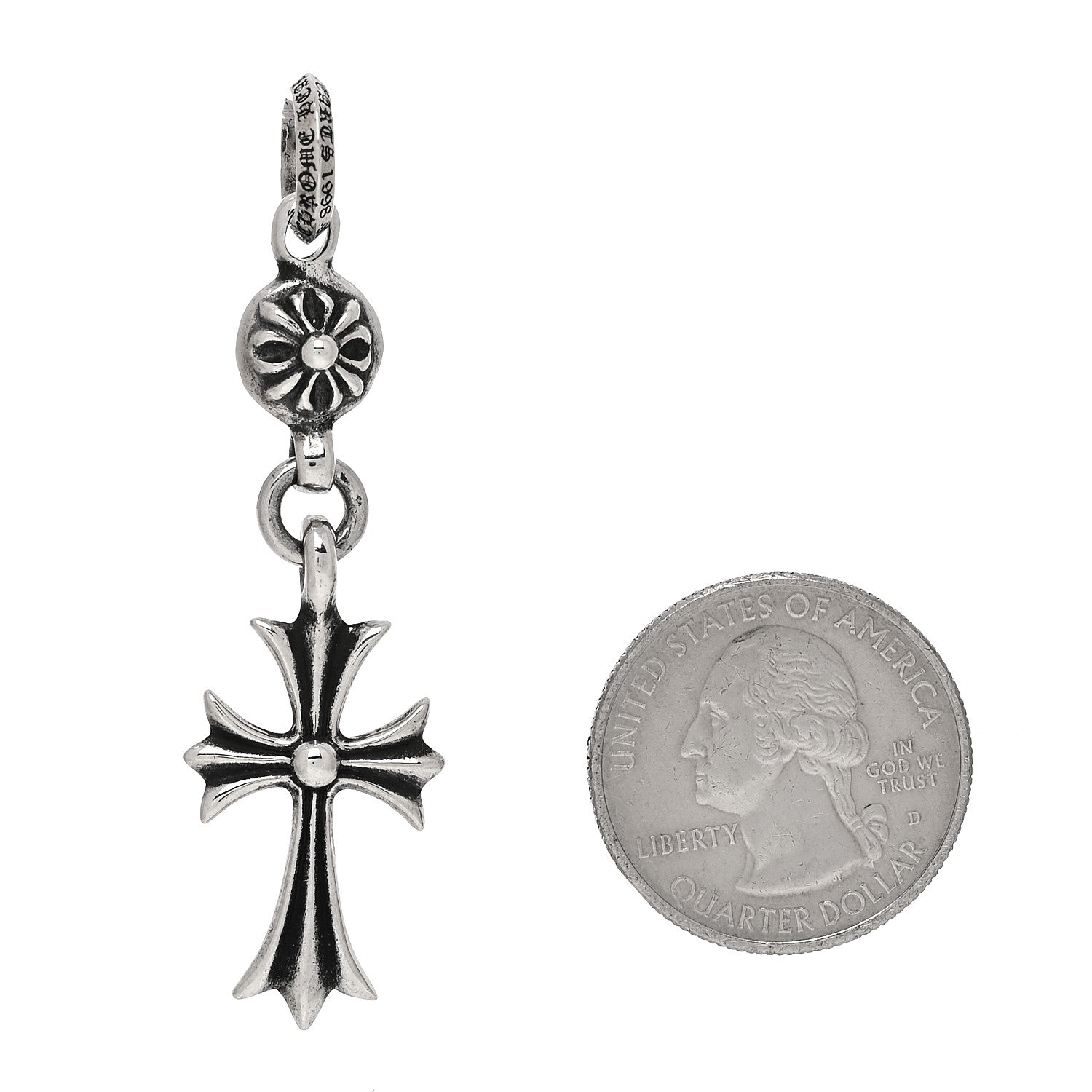 Chrome Hearts Sterling Silver Tiny Cross Long Pendant