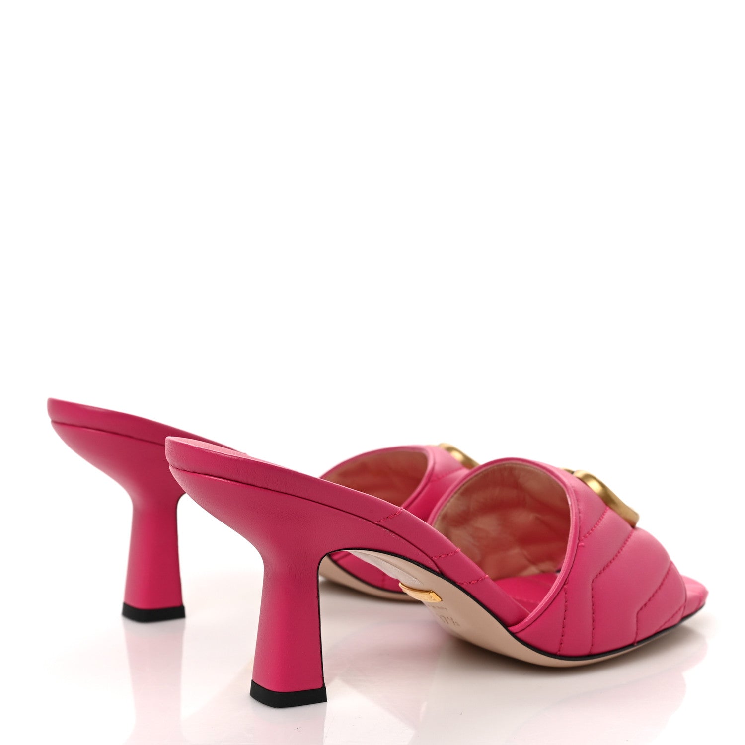 Gucci Nappa Matelasse GG Marmont 75mm Slide Sandals 37.5 Box Pink 4 of 8