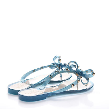 Valentino Garavani PVC Jelly Glitter Rockstud Bow Thong Sandals 36 Cerulean 4 of 8