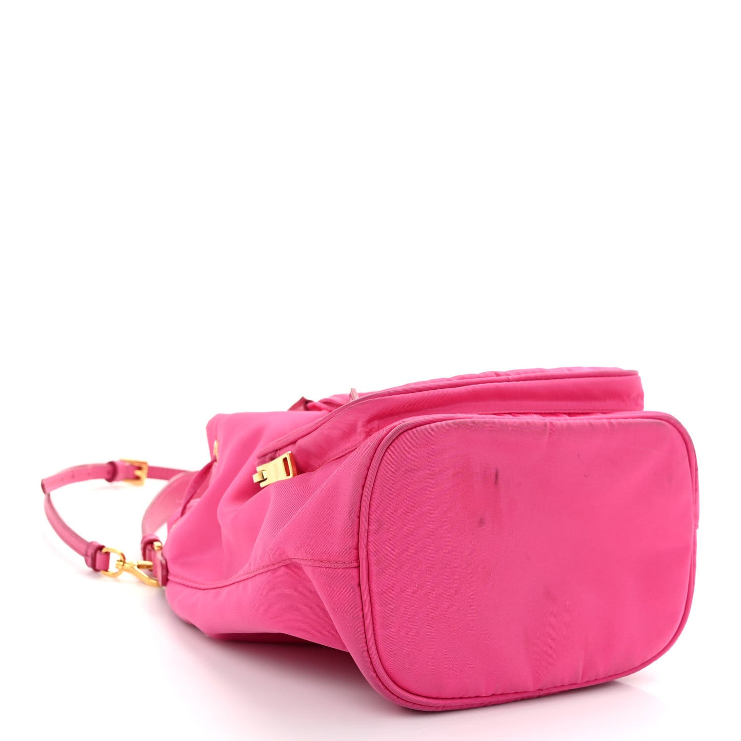 Re-Nylon Saffiano Duet Bucket Crossbody Bag Fuxia