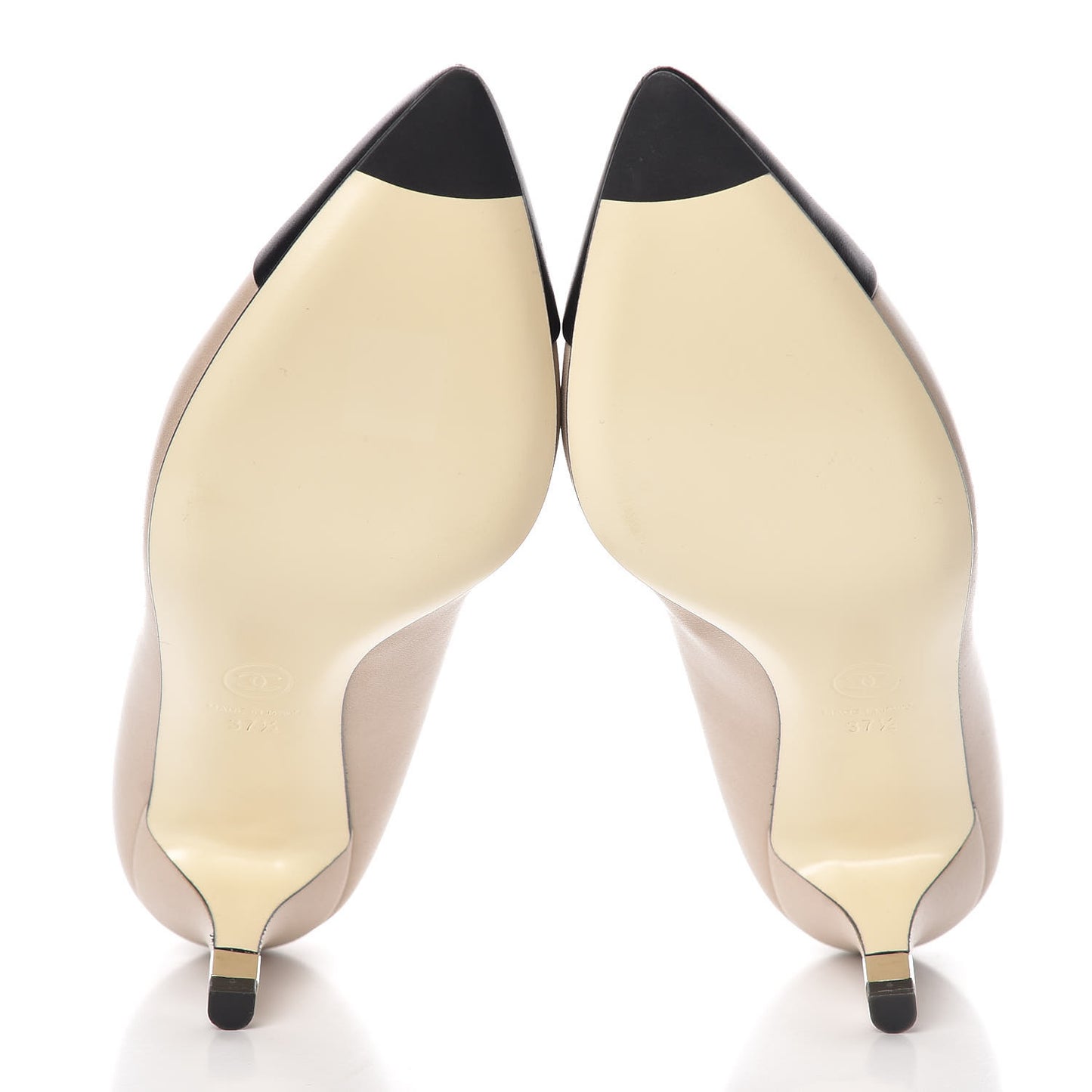 Lambskin Cap Toe CC Pumps 37.5 Beige Black