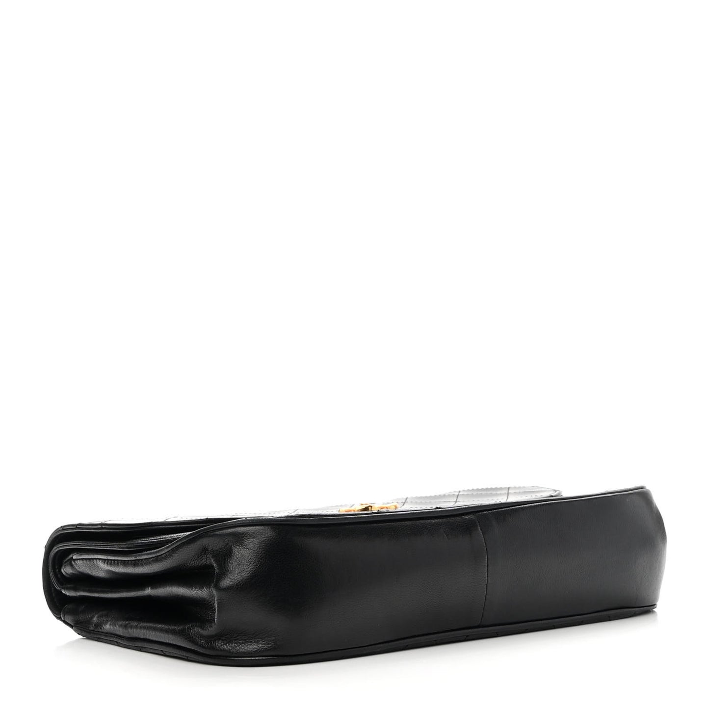 Lambskin Quilted Medium Round Double Flap Black