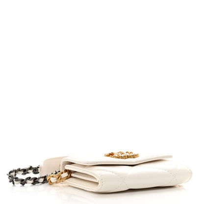 Chanel Lambskin Quilted Chanel 19 Flap Coin Purse With Chain White 4 of 12