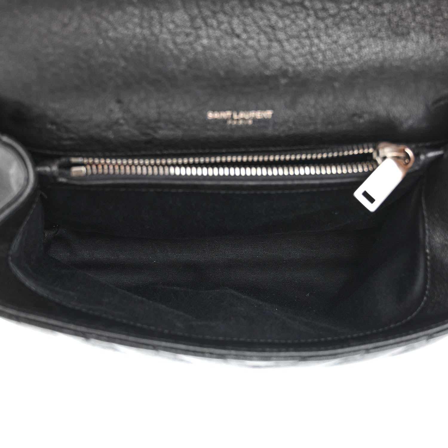 Saint Laurent Sheepskin Matelasse Chevron Monogram Medium College Bag Black 5 of 12