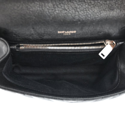 Saint Laurent Sheepskin Matelasse Chevron Monogram Medium College Bag Black 5 of 12