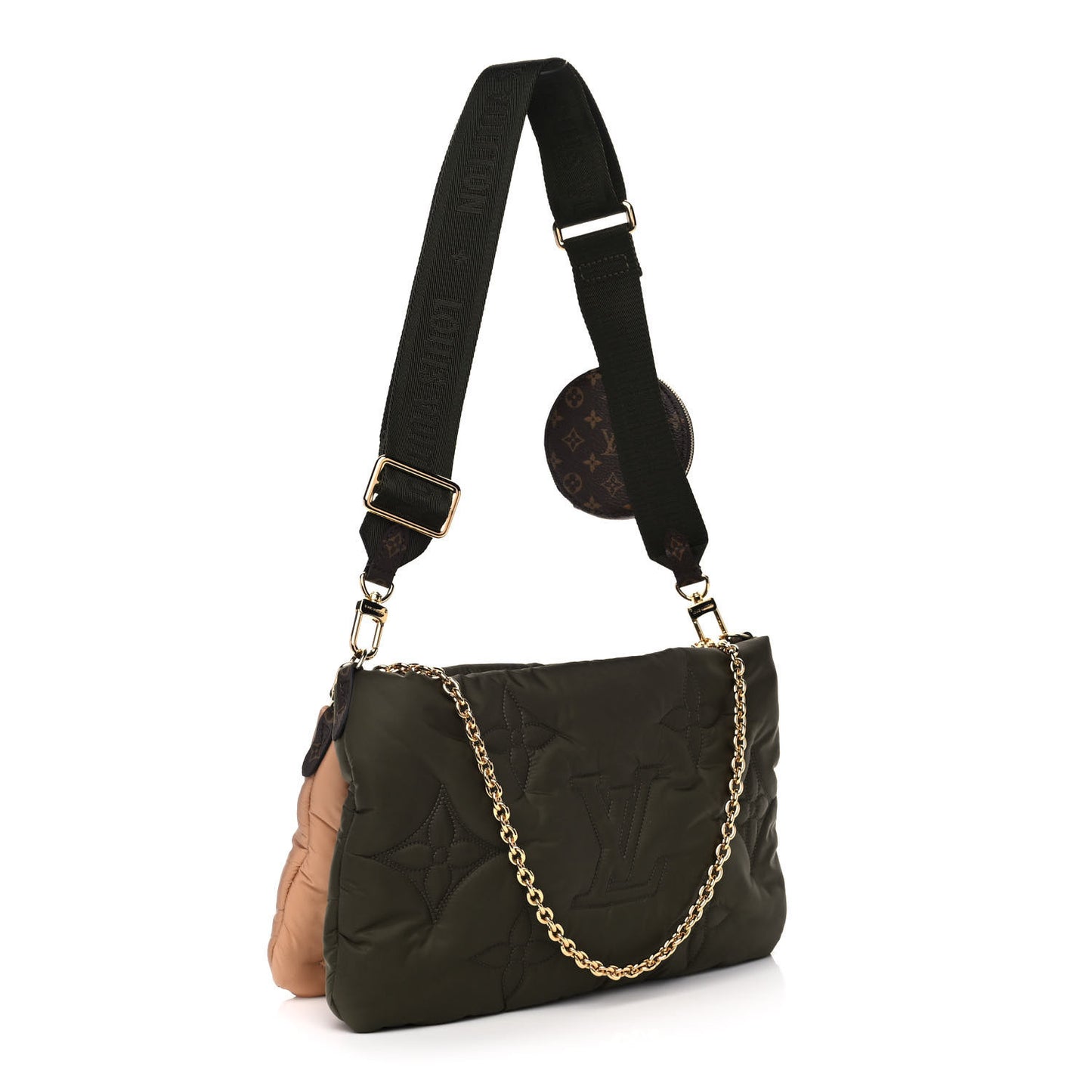 Econyl Monogram Pillow Maxi Multi Pochette Accessories Kaki Beige