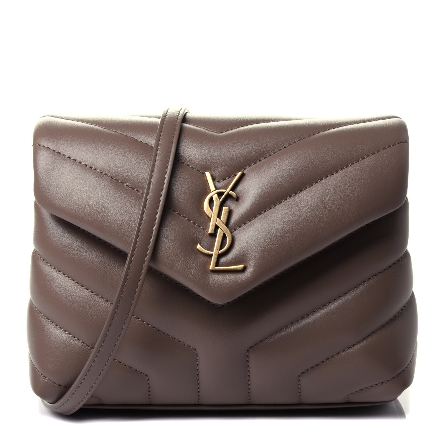 Saint Laurent Calfskin Y Quilted Monogram Toy Loulou Crossbody Bag Taupe 1 of 4