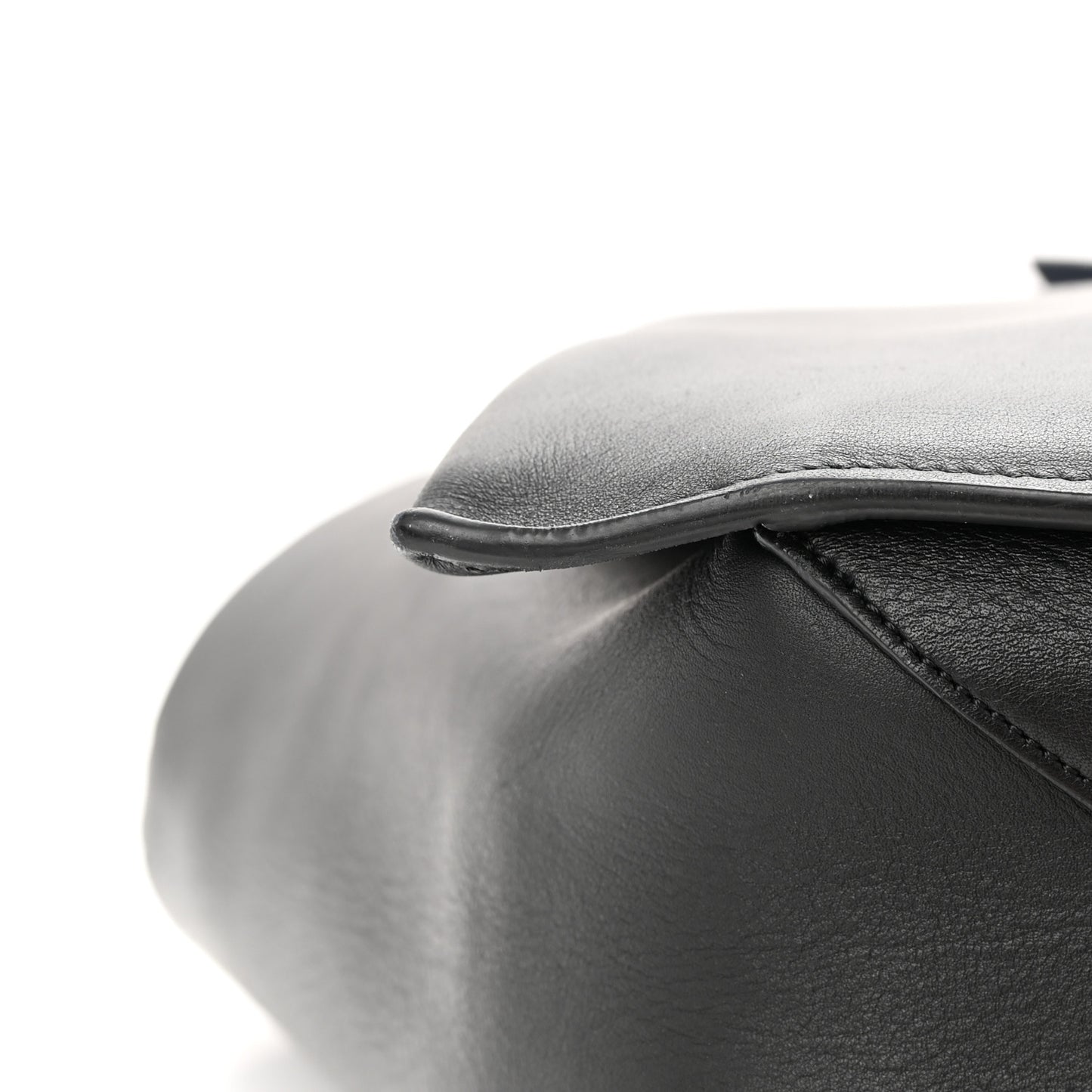 Smooth Calfskin Bi-Color Medium Tri-Fold Bag Black Dark Sea