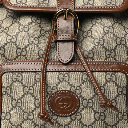 Gucci GG Supreme Monogram Azalea Calfskin Retro Interlocking G Buckle Backpack Beige Ebony Brown Sugar 8 of 10