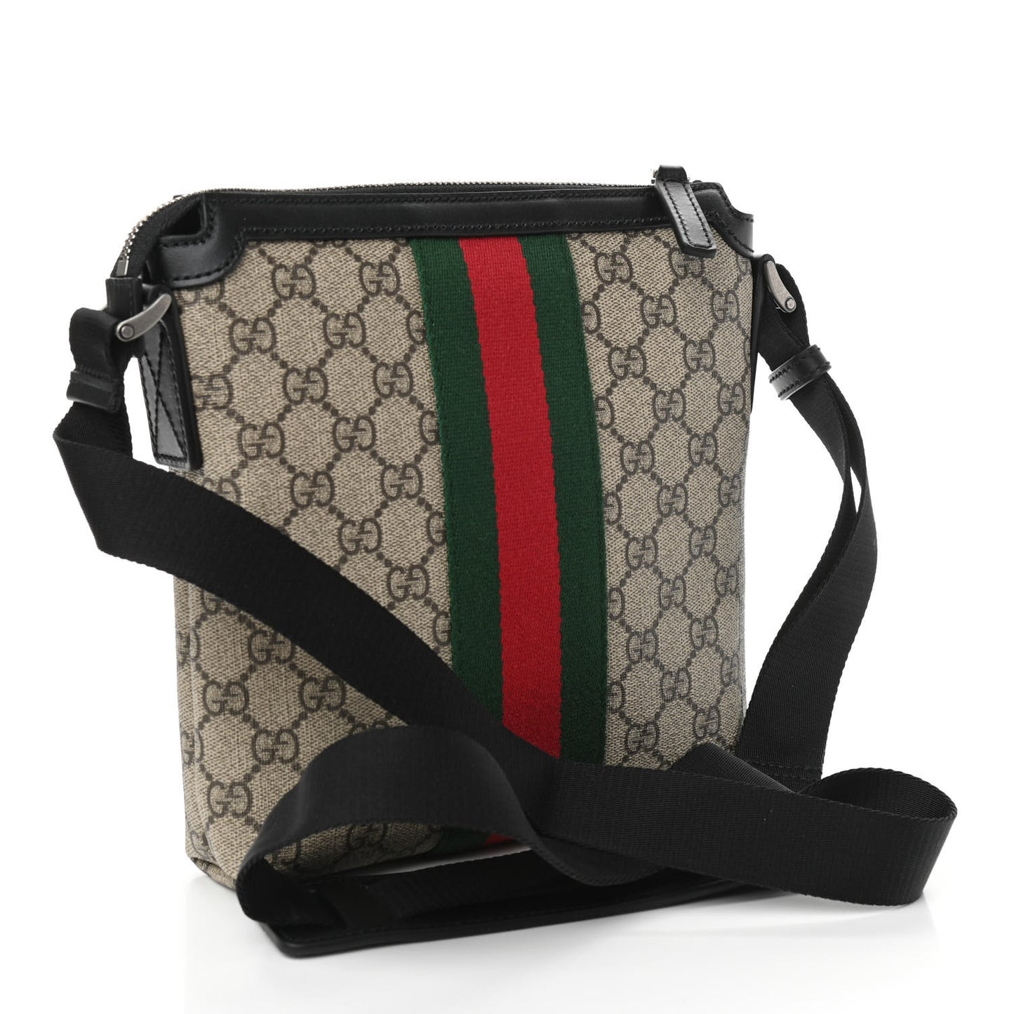 GG Supreme Monogram Web Messenger Bag Black