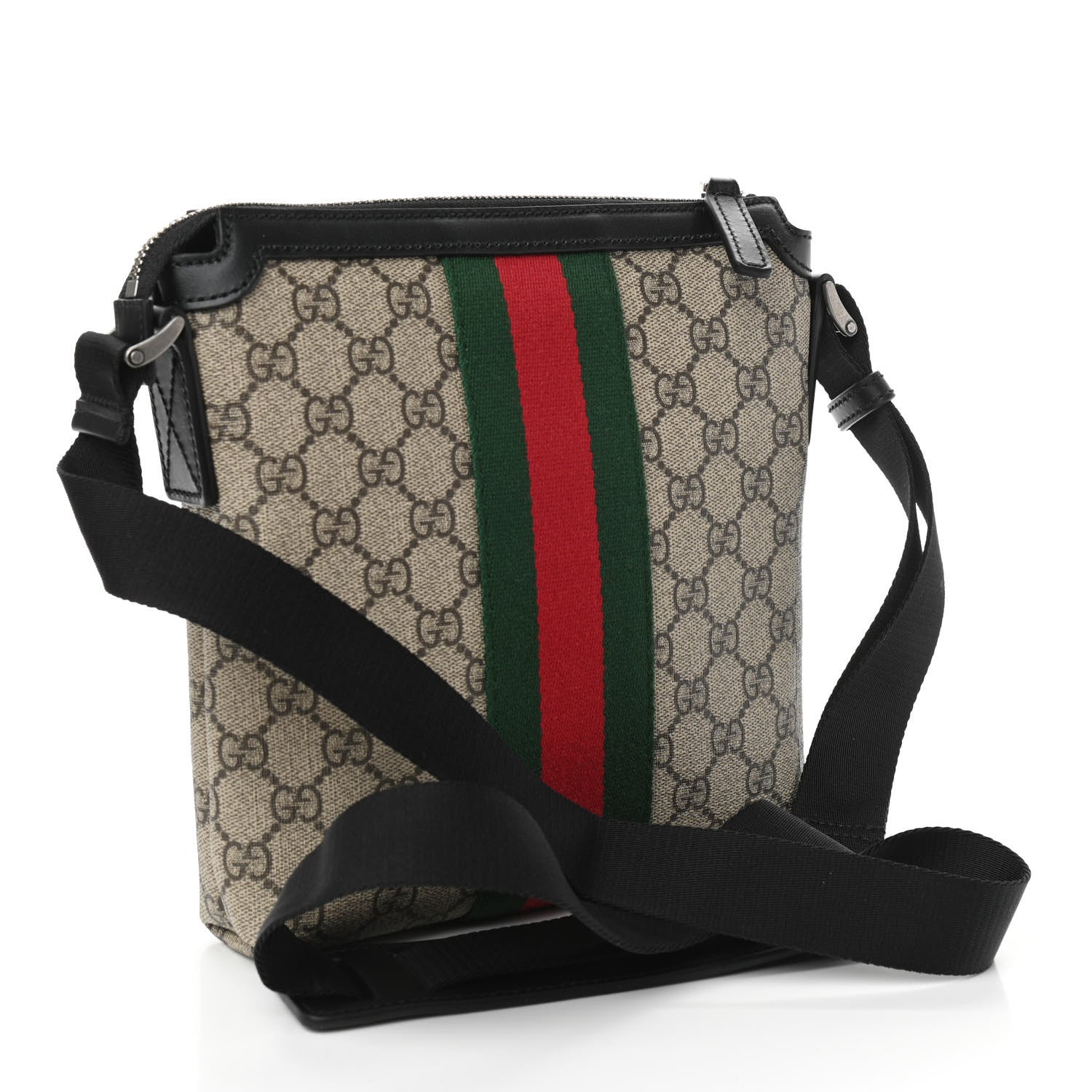 Gucci GG Supreme Monogram Web Messenger Bag Black 2 of 9