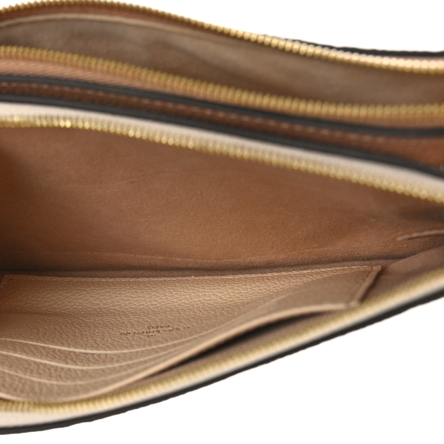 Empreinte Double Zip Pochette Beige Rose Creme