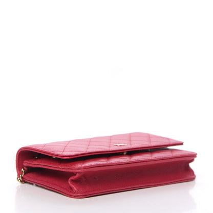 Chanel Caviar Quilted Wallet On Chain WOC Dark Pink 4 of 12
