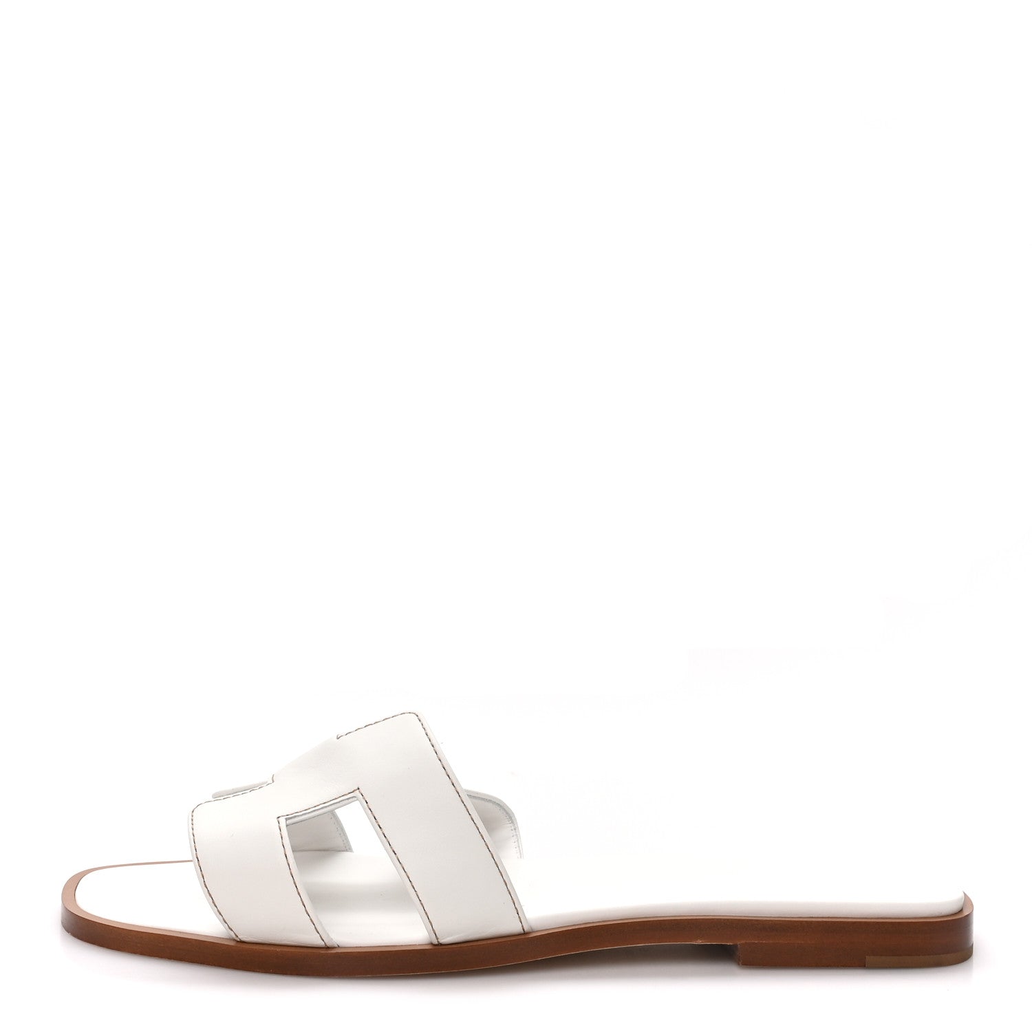 Hermes Box Calfskin Oran Sandals 37 White 1 of 9