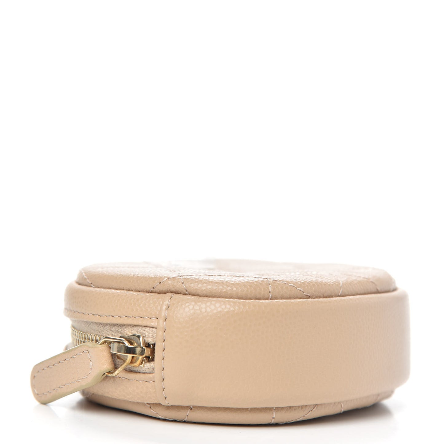 Caviar Quilted Zip Around Classic Coin Purse Beige