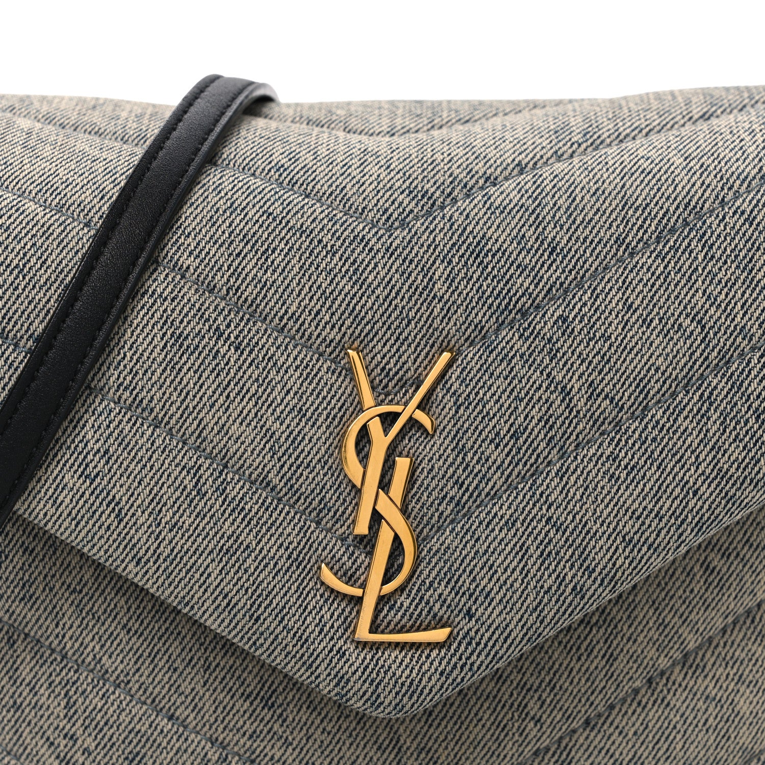 Saint Laurent Denim Y Quilted Monogram Toy Loulou Crossbody Bag Grey 8 of 10
