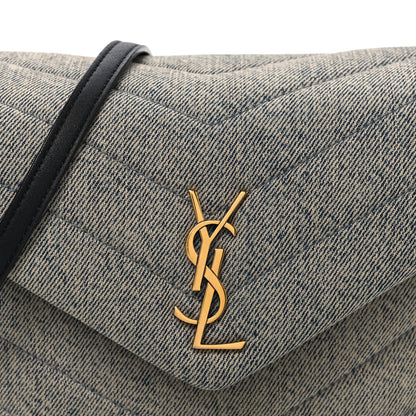 Saint Laurent Denim Y Quilted Monogram Toy Loulou Crossbody Bag Grey 8 of 10