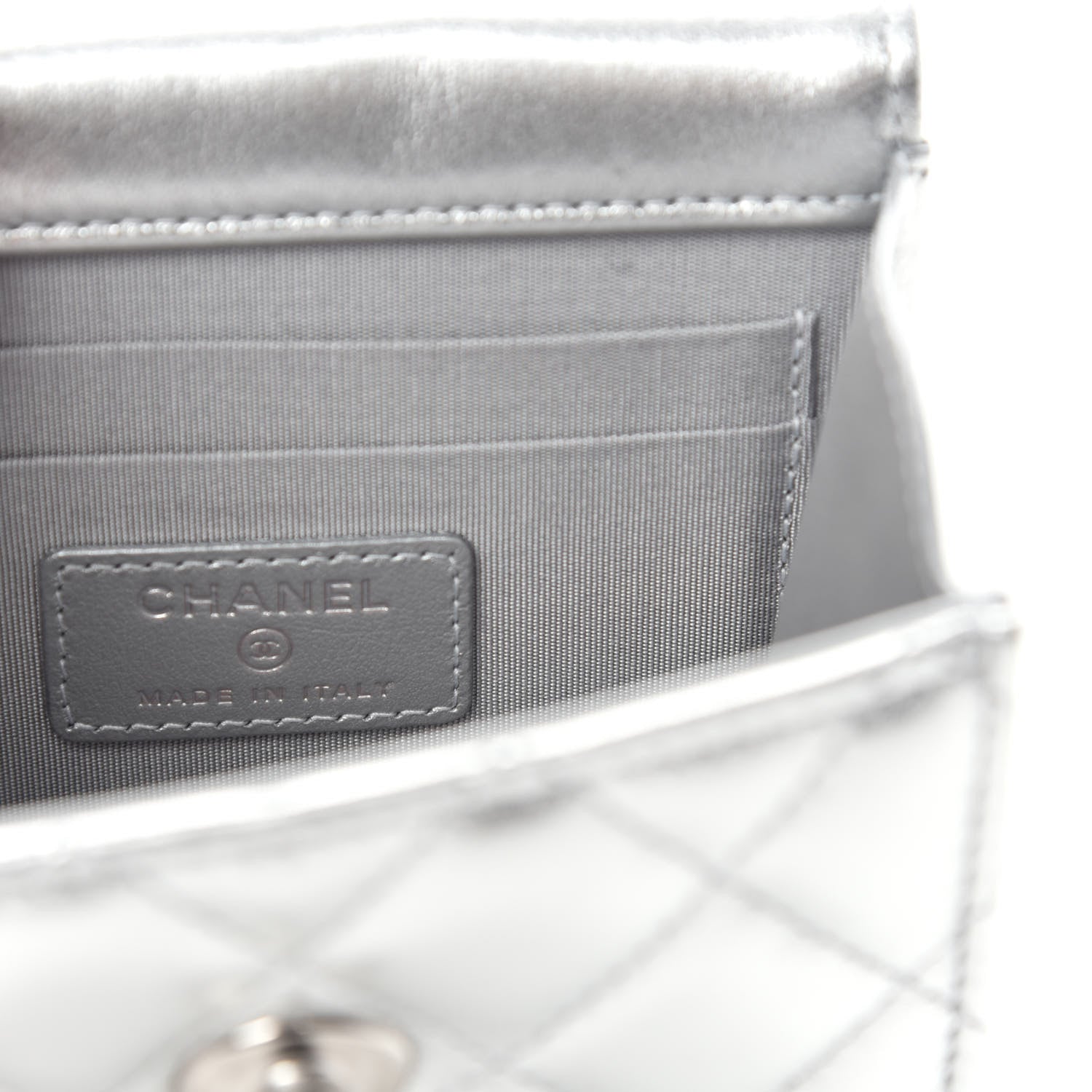 Chanel Metallic Lambskin Quilted Mini Trendy CC Clutch With Chain Silver 8 of 11