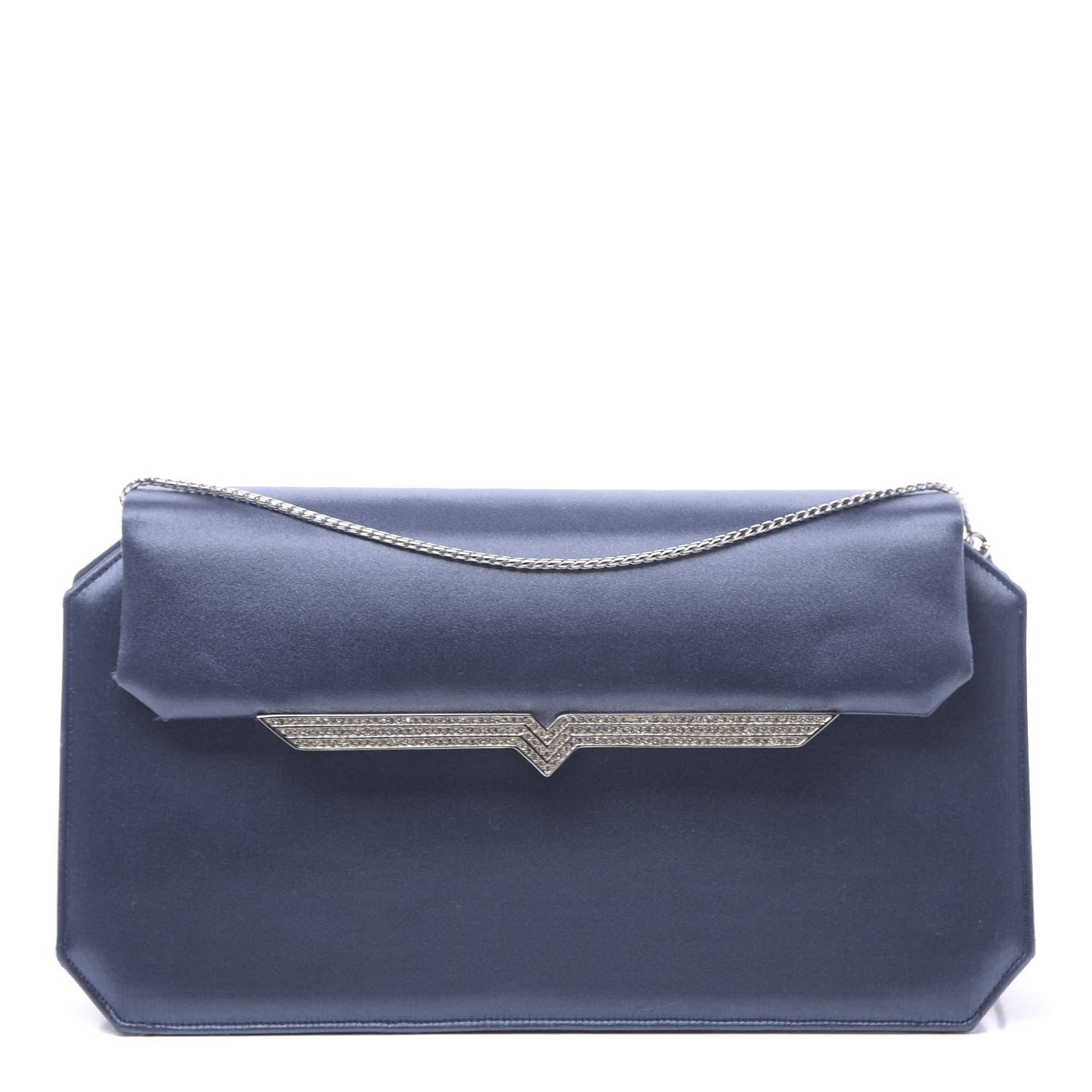 Judith Leiber Crystal Satin Clutch Blue 1 of 11