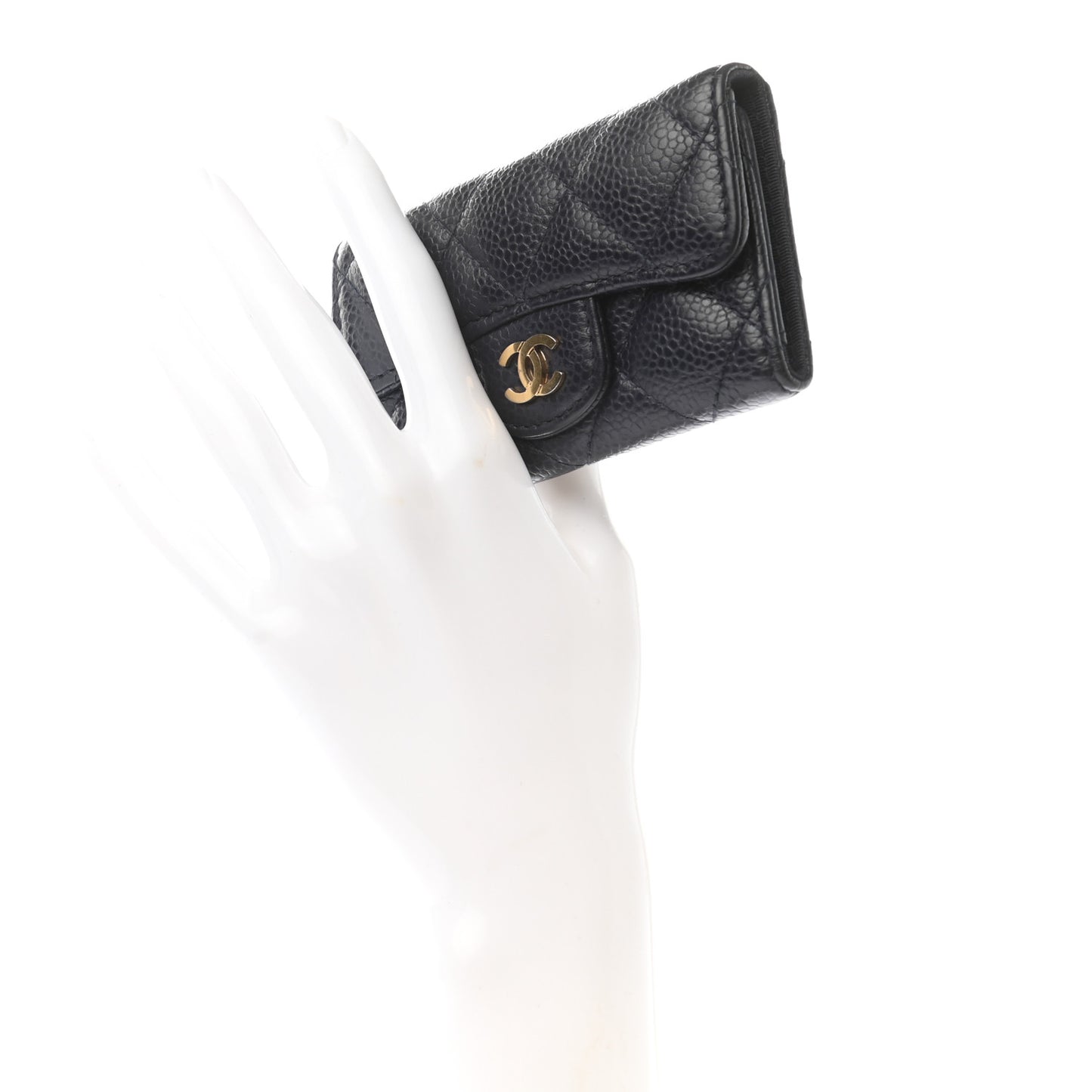 Caviar Quilted 6 Key Holder Blue