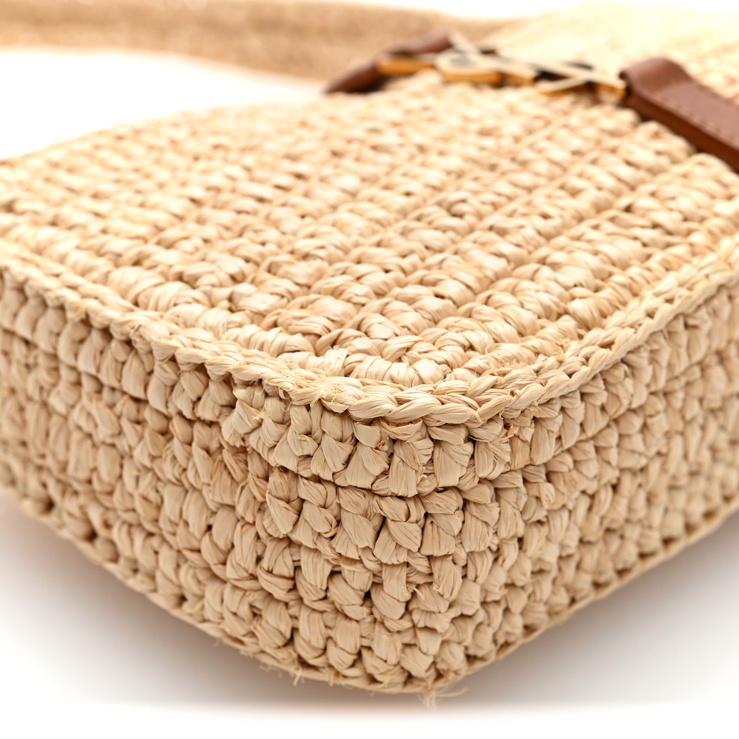 Raffia Calfskin Le 5 A 7 Mini Hobo   Natural Brick