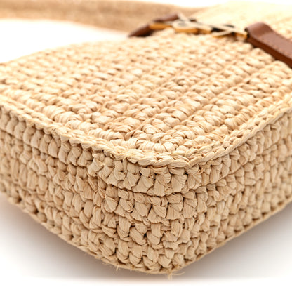 Saint Laurent Raffia Calfskin Le 5 A 7 Mini Hobo   Natural Brick 9 of 10