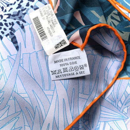Hermes Silk Les Douze Leopards Double Face Scarf 90 Rose Poudre Ardoise Orange 3 of 5