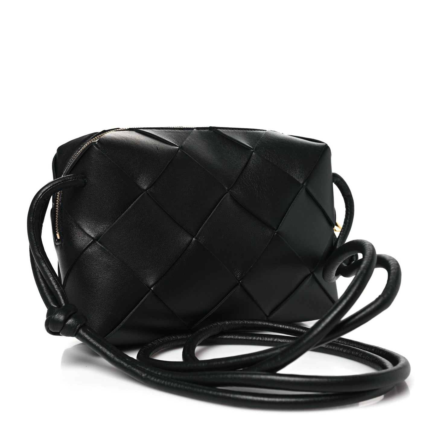 Lambskin Maxi Intrecciato Small Cassette Camera Bag Black