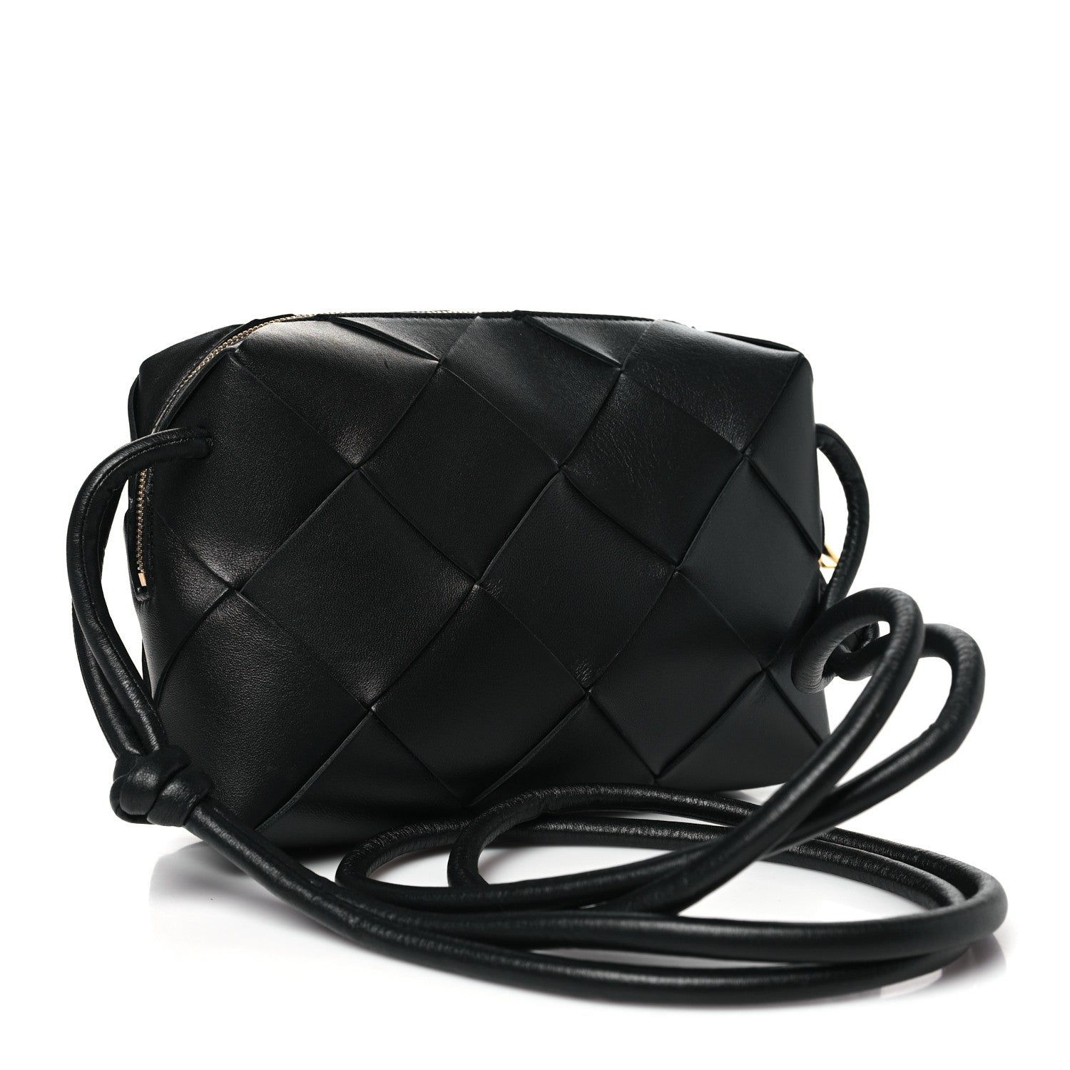 Bottega Veneta Lambskin Maxi Intrecciato Small Cassette Camera Bag Black 3 of 9