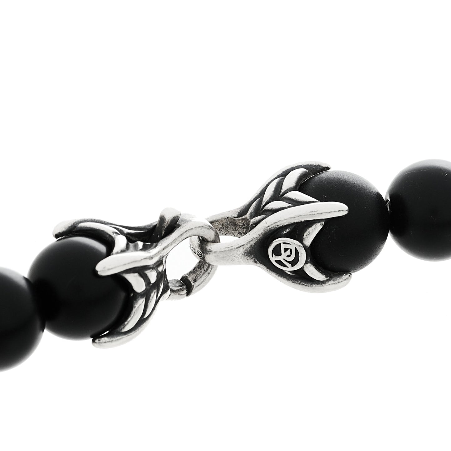 Sterling Silver Black Diamond Black Onyx 10mm Spiritual Beads Bracelet