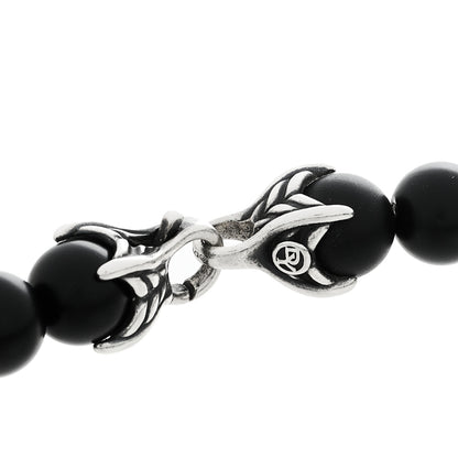 David Yurman Sterling Silver Black Diamond Black Onyx 10mm Spiritual Beads Bracelet 3 of 4