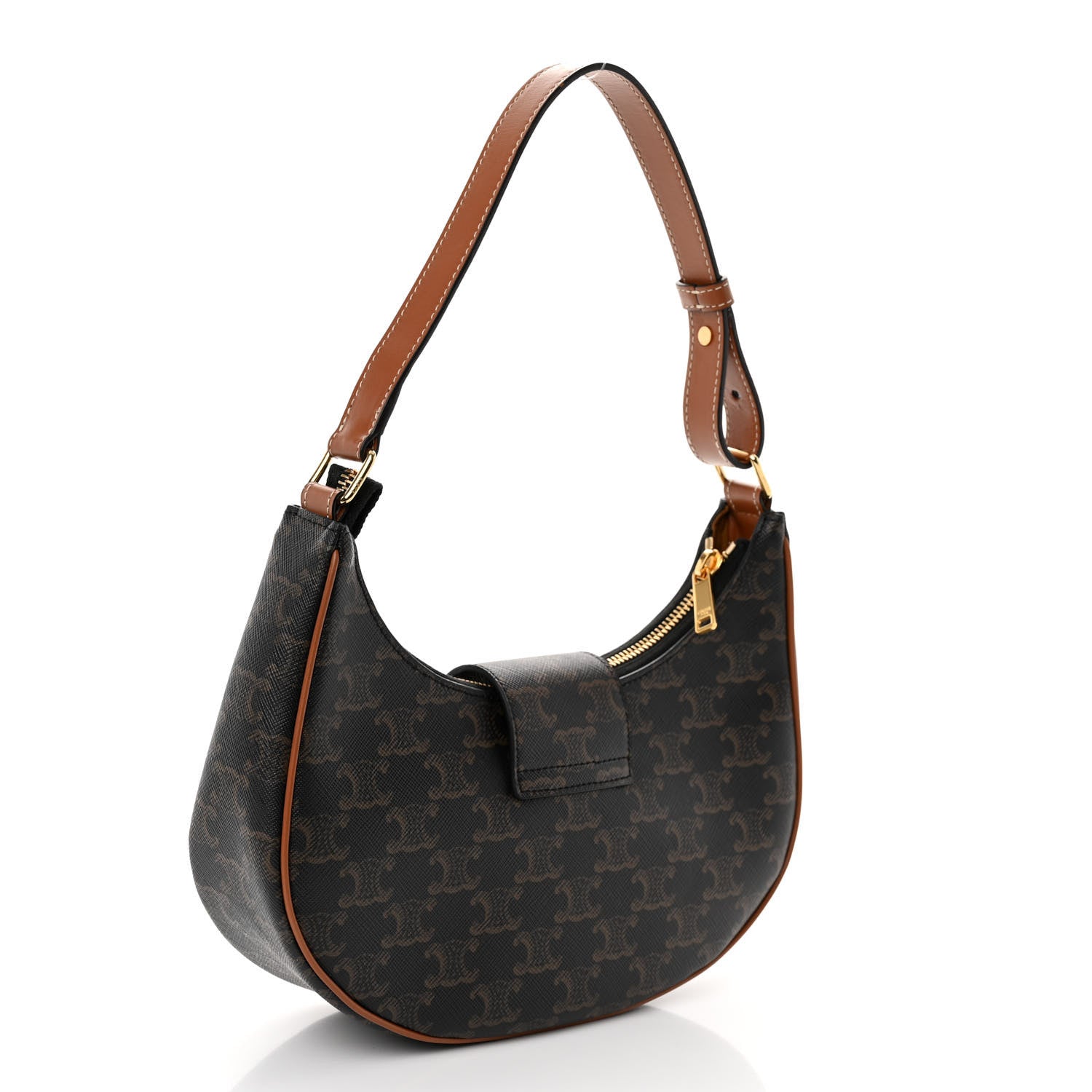 Celine Triomphe Canvas Calfskin Medium Strap Ava Triomphe Shoulder Bag Tan 3 of 10