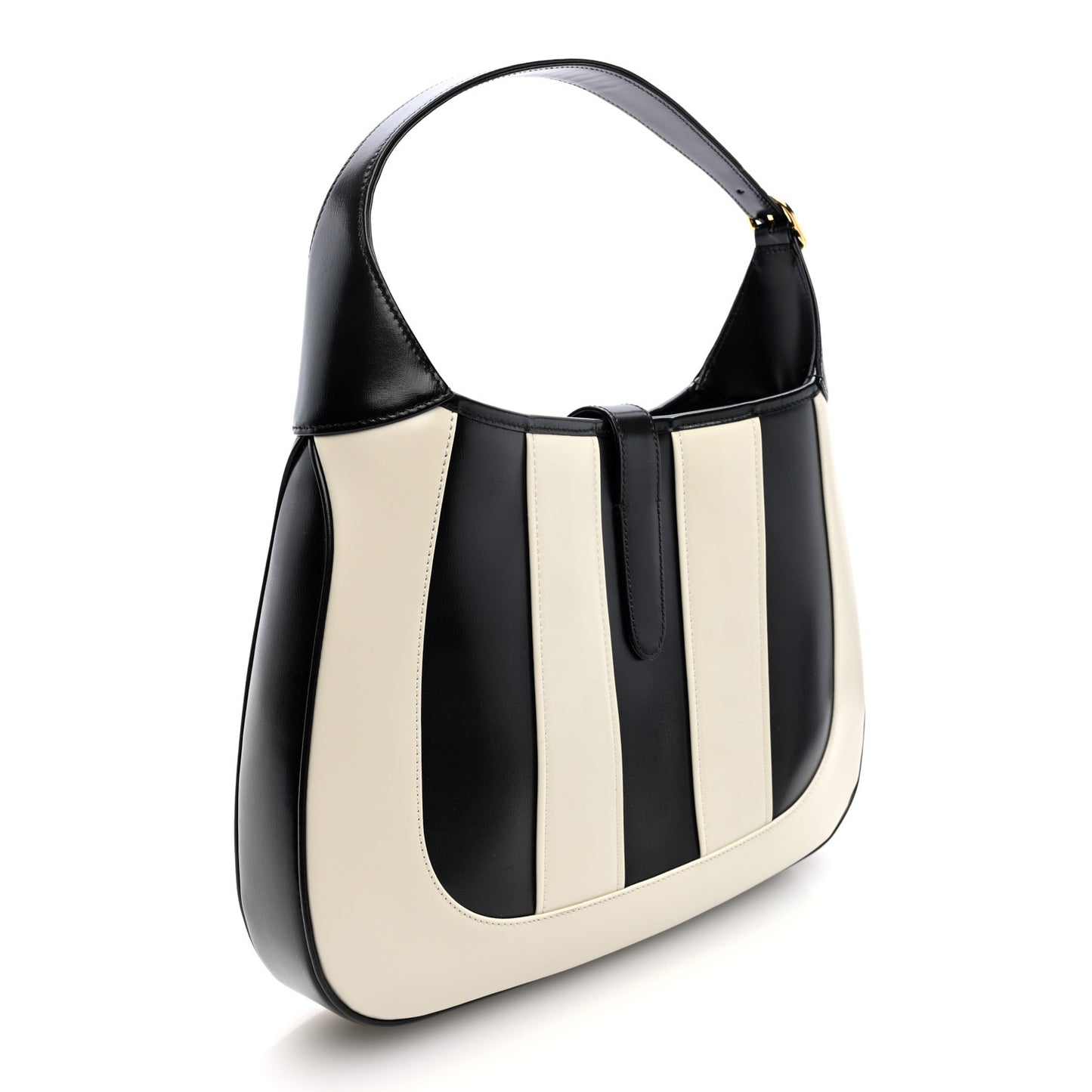 Boarded Dyana Lux Calfskin Striped Medium Jackie 1961 Hobo Black White