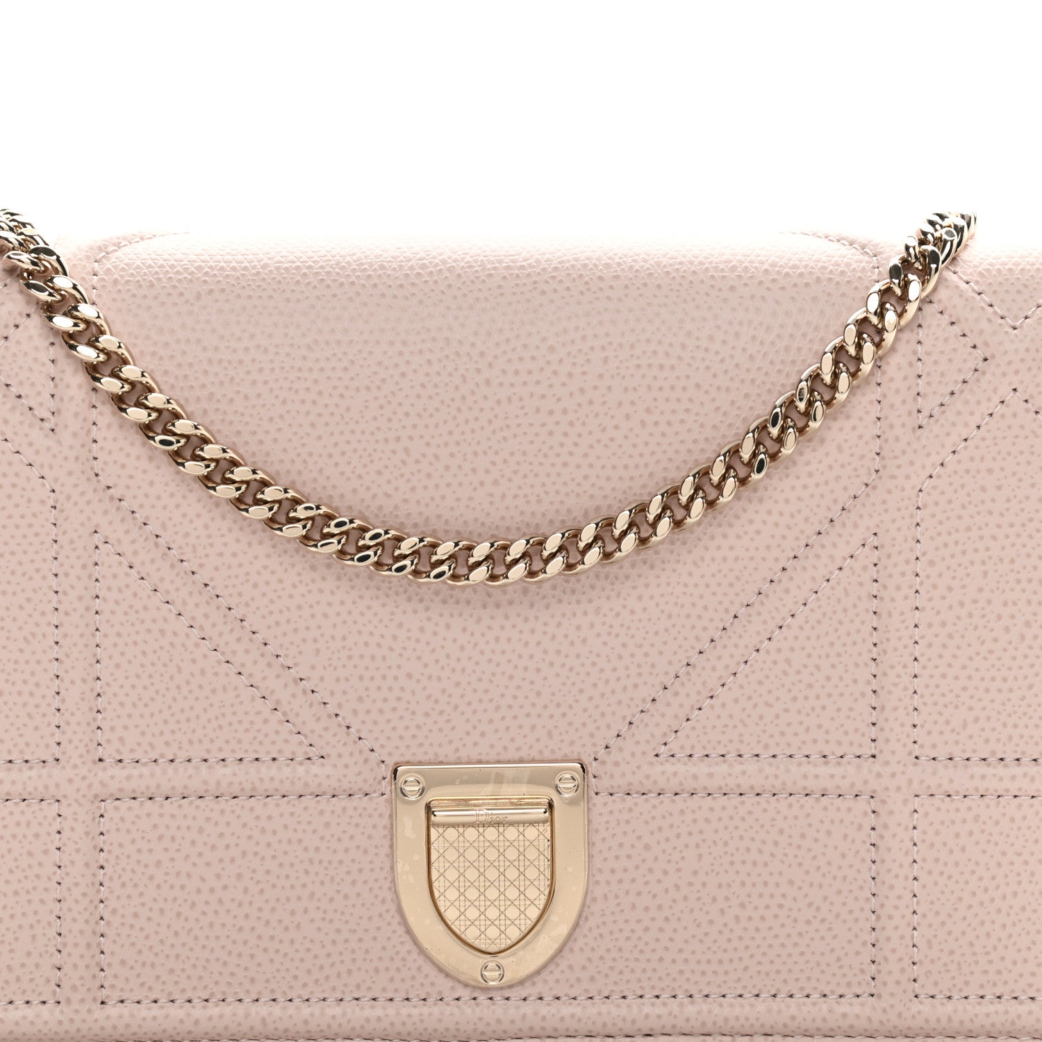 Christian Dior Grained Calfskin Diorama Wallet on Chain Pouch Nude 9 of 12