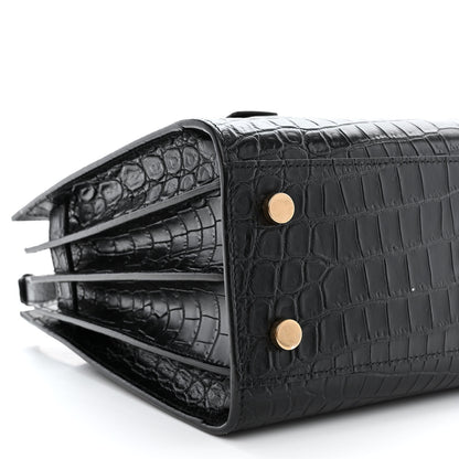 Saint Laurent Calfskin Crocodile Embossed Baby Sac De Jour Black 9 of 10