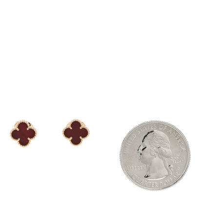 Van Cleef & Arpels 18K Rose Gold Carnelian Sweet Alhambra Earrings 2 of 5