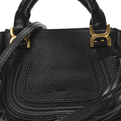 Chloe Shiny Small Grain Calfskin Mini Marcie Multi Fringe Satchel Black 7 of 9