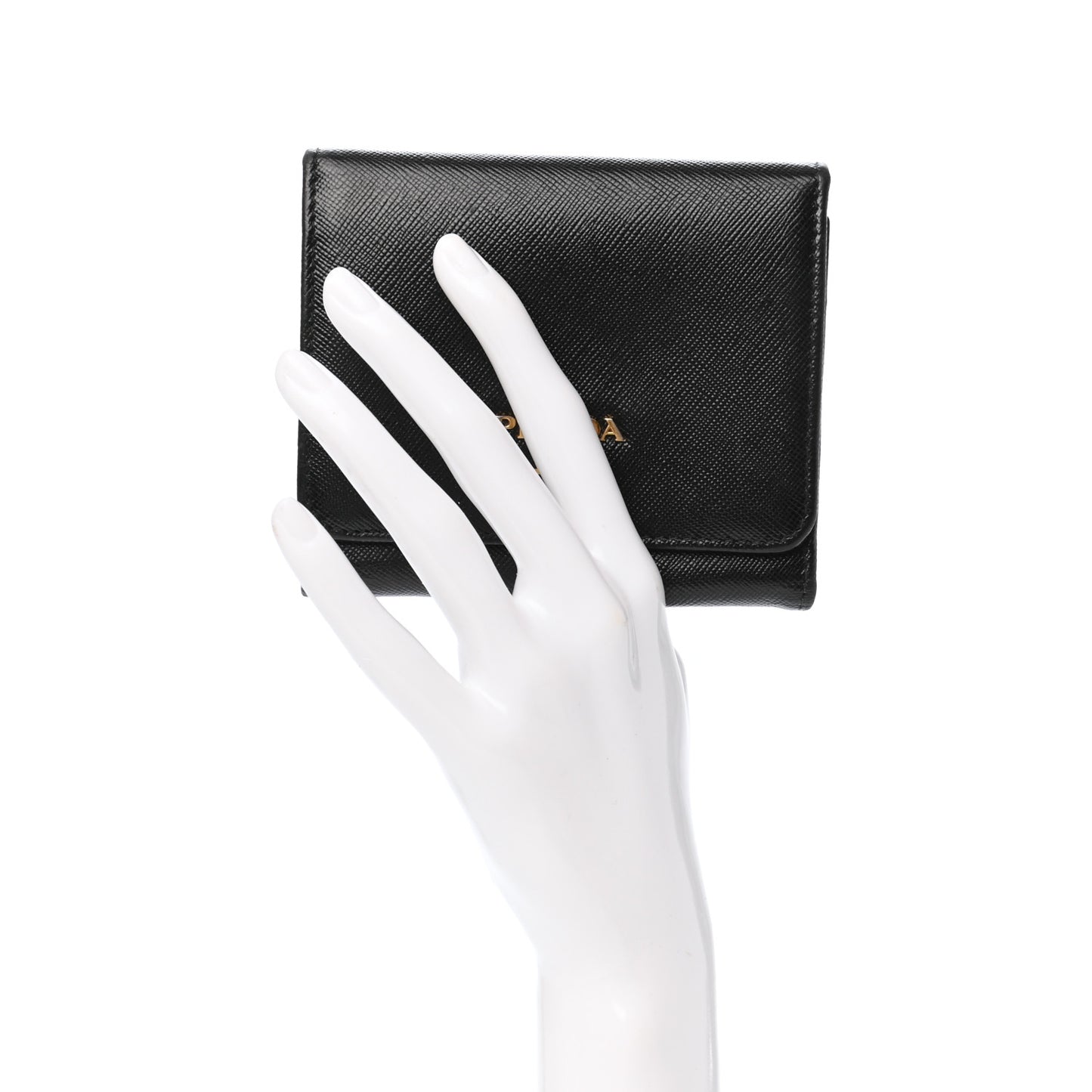 Saffiano Metal Tri-Fold Wallet Black