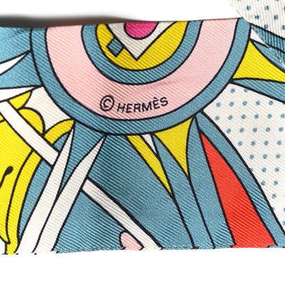 Hermes Silk Washington's Carriage Detail Twilly Bleu Glacier Jaune 3 of 4