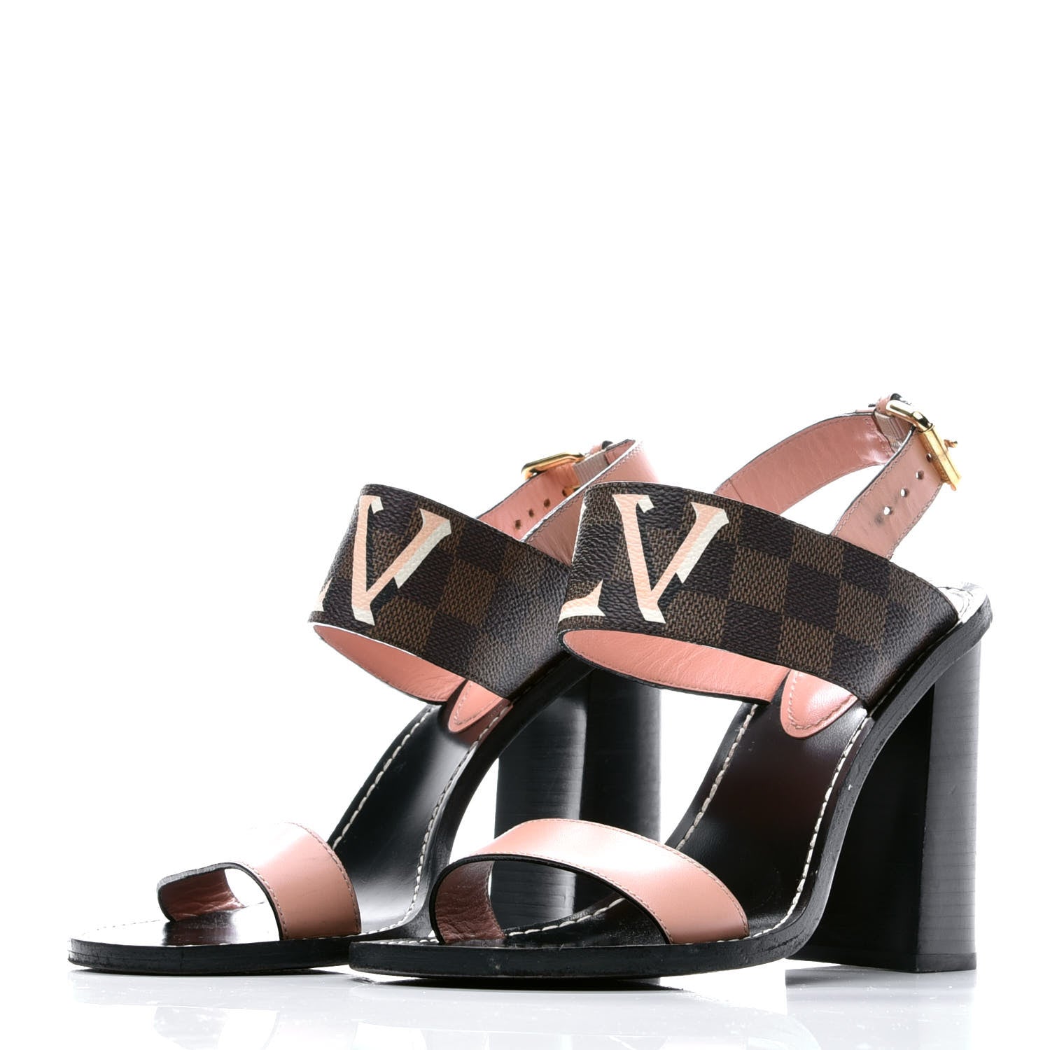Louis Vuitton Calfskin Damier Ebene Passenger Heeled Sandals 39 3 of 12