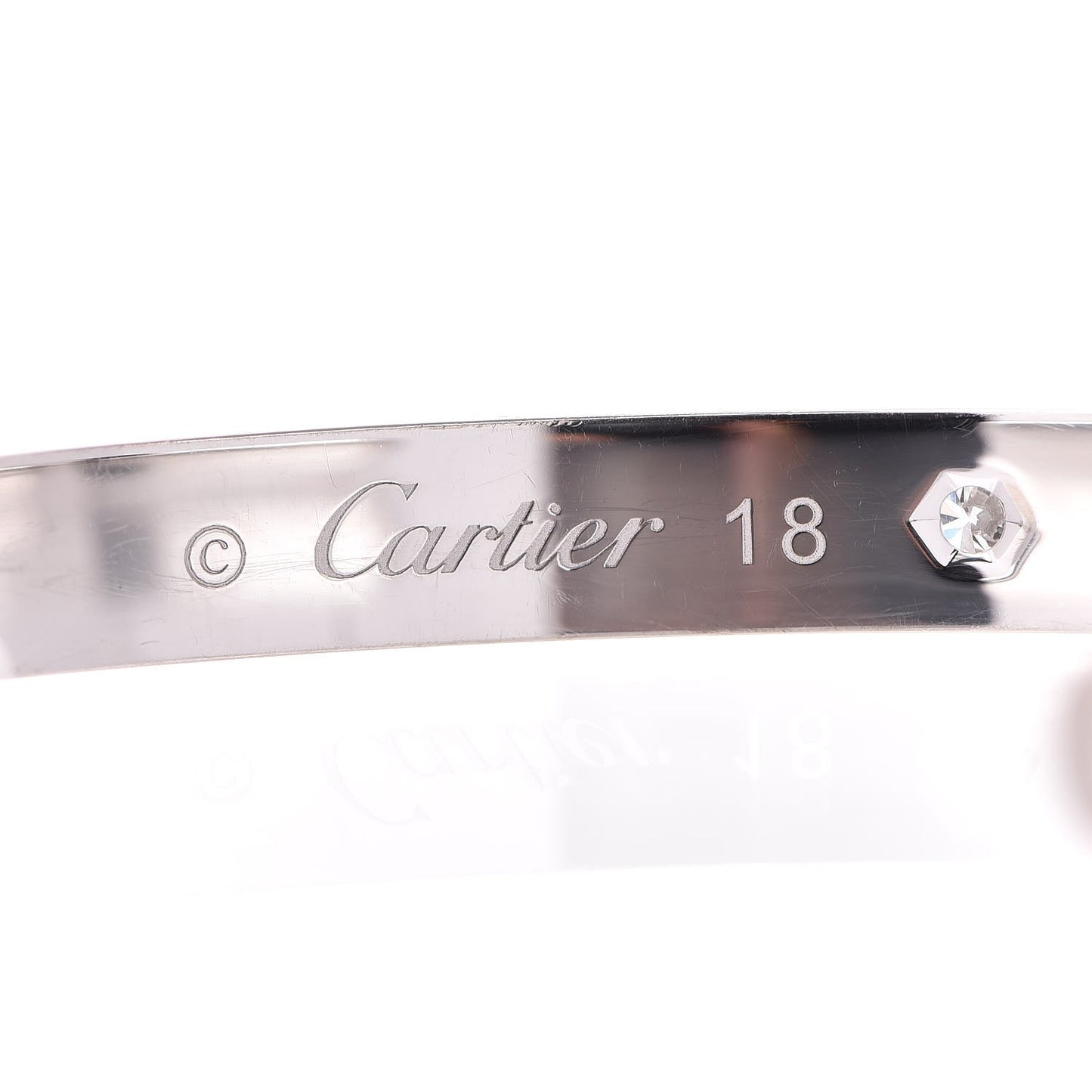 18K White Gold 1 Diamond LOVE Cuff Bracelet 18