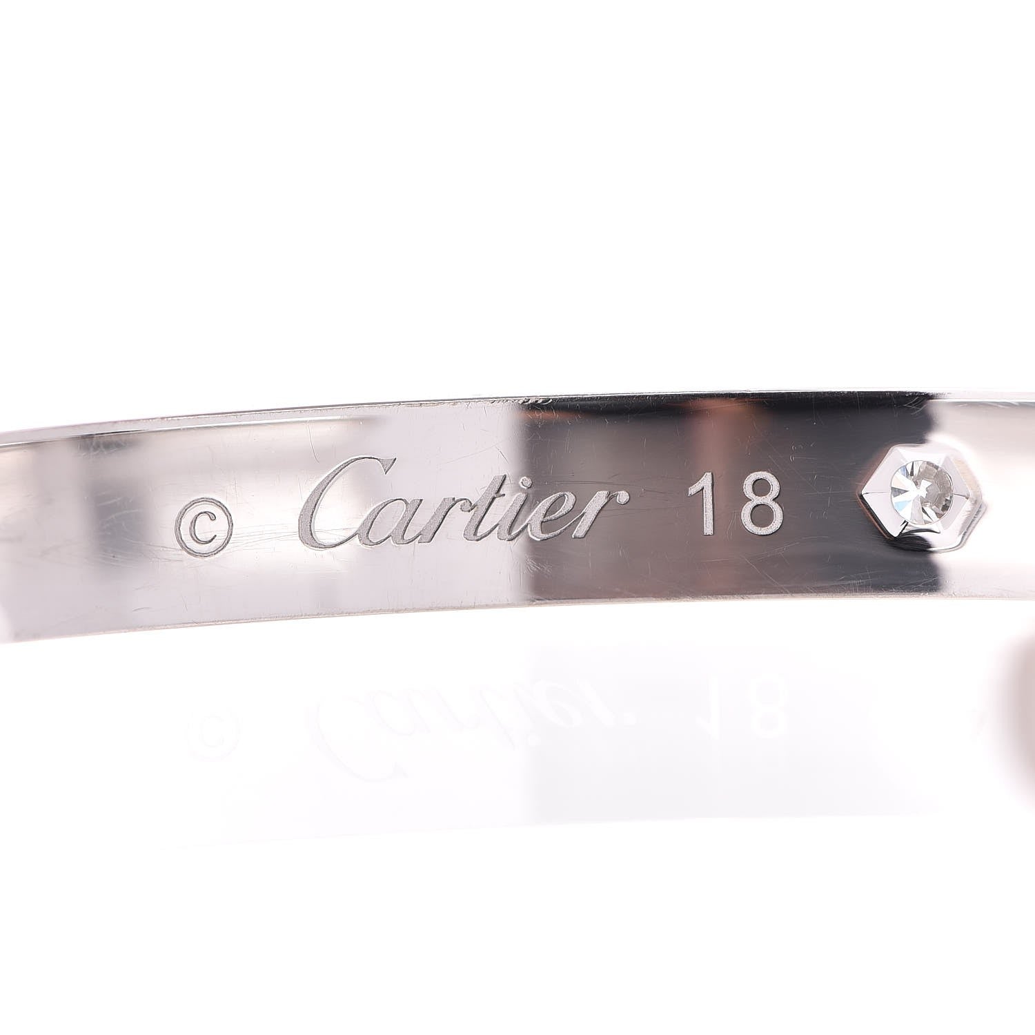 Cartier 18K White Gold 1 Diamond LOVE Cuff Bracelet 18 4 of 5