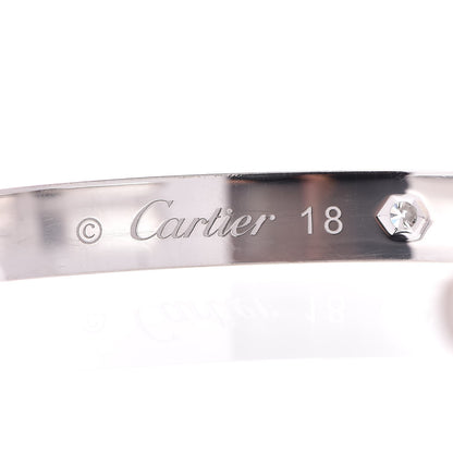 Cartier 18K White Gold 1 Diamond LOVE Cuff Bracelet 18 4 of 5