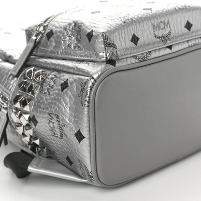 MCM Visetos Small Side Stud Stark Backpack Silver 9 of 10