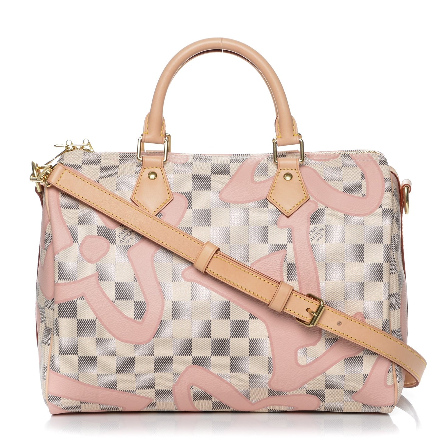 Damier Azur Tahitienne Speedy Bandouliere 30 Rose Ballerine